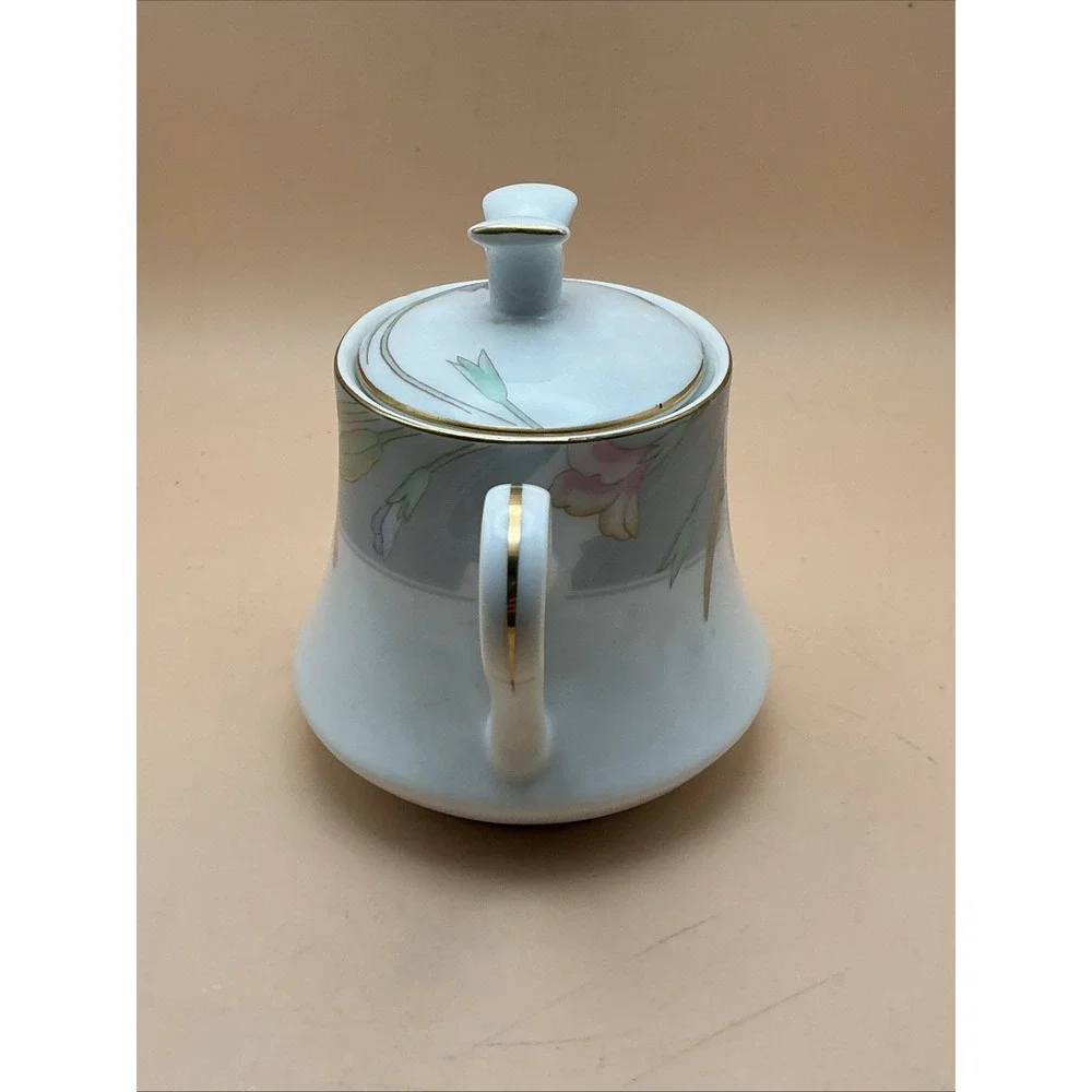 Mikasa Charisma Gray Sugar Bowl Lid Creamer Set Fine China L9049 Vintage Japan